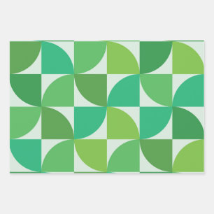 Feuille De Papier Cadeau Motif abstrait vert menthe et citron vert du milie