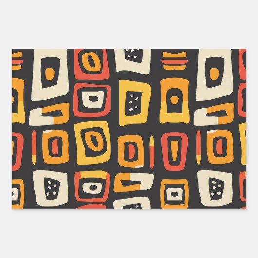 Feuille De Papier Cadeau Motif africain Abstrait géométrique (Devant)
