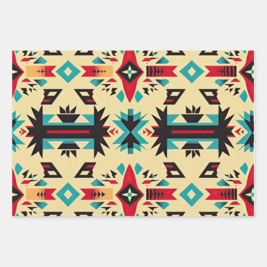 Feuille De Papier Cadeau Motif amérindien (Devant 3)
