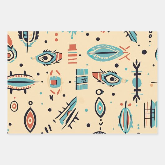 Feuille De Papier Cadeau Motif amérindien (Devant 2)