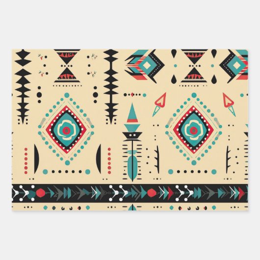 Feuille De Papier Cadeau Motif amérindien (Devant)