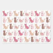 Feuille De Papier Cadeau Motif Amoureux des chats rose (Devant 3)