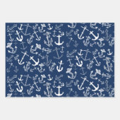 Feuille De Papier Cadeau Motif Ancre bleu marine (Devant)