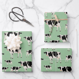 Feuille De Papier Cadeau Motif animal de ferme de vache