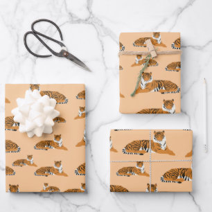 Feuille De Papier Cadeau Motif animal du Tigre de la Jungle