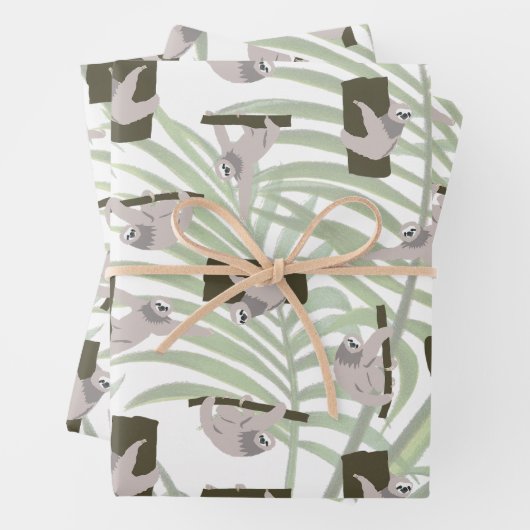 Feuille De Papier Cadeau Motif animal mignon Sloth en forêt sauvage (En situation)