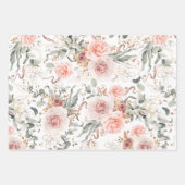 Feuille De Papier Cadeau Motif aquarelle botanique floral rose terreux (Devant)