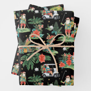 Feuille De Papier Cadeau Motif aquarelle de golf d'été de Noël