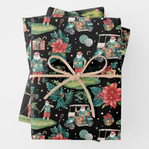 Feuille De Papier Cadeau Motif aquarelle Noël golf d'été