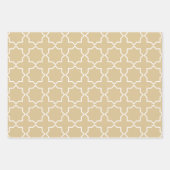 Feuille De Papier Cadeau Motif Arabesque Marocain Beige Or (Devant 2)