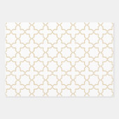 Feuille De Papier Cadeau Motif Arabesque Marocain Beige Or (Devant)