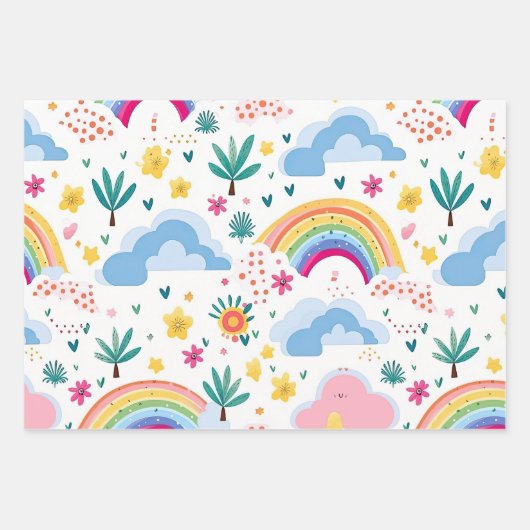 Feuille De Papier Cadeau Motif arc-en-ciel (Devant 3)