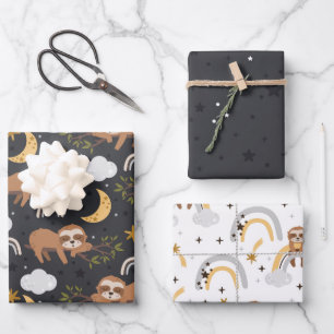 Feuille De Papier Cadeau Motif arc-en-ciel et fentes