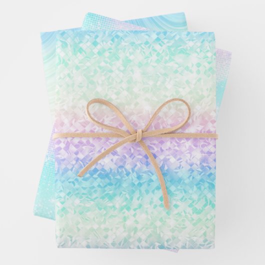 Feuille De Papier Cadeau Motif arc-en-ciel Iridescendant Glam (En situation)