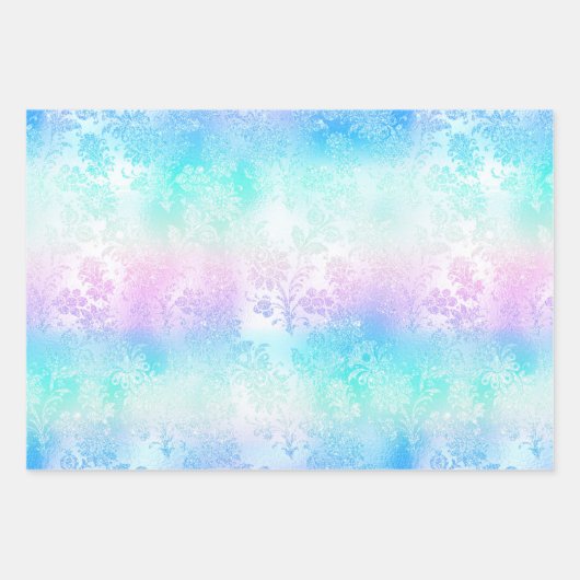 Feuille De Papier Cadeau Motif arc-en-ciel Iridescendant Glam (Devant)
