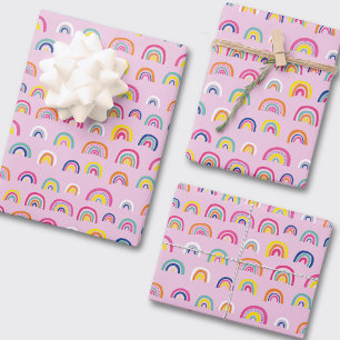 Feuille De Papier Cadeau Motif arc-en-ciel rose fille mignonne