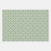 Feuille De Papier Cadeau Motif Art déco 12 - Turquoise sur blanc (Devant)