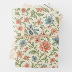 Feuille De Papier Cadeau Motif artistique floral élégant anglais shabby chi