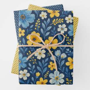 Feuille De Papier Cadeau Motif artistique floral français chic shabby éléga
