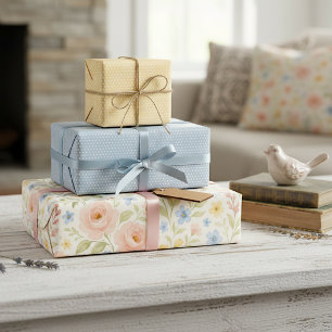 Feuille De Papier Cadeau Motif artistique floral français chic shabby éléga