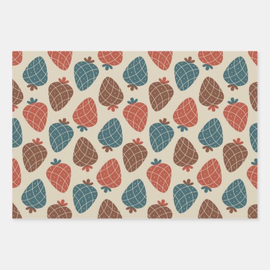 Feuille De Papier Cadeau motif aux fraises (Devant)