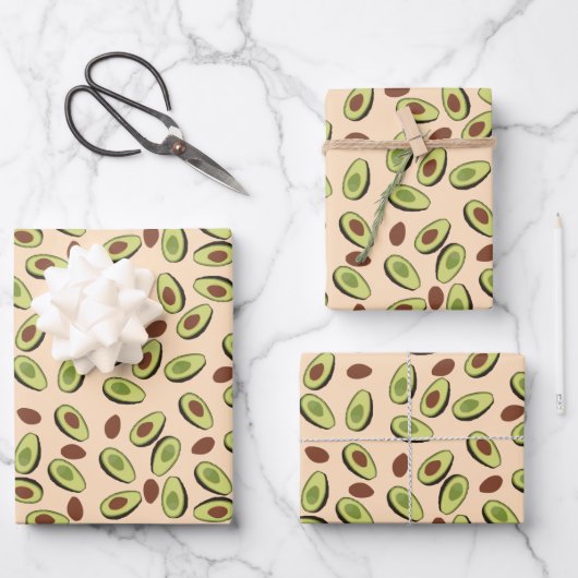 Feuille De Papier Cadeau Motif Avocado (Recto)
