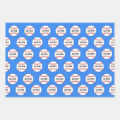 Feuille De Papier Cadeau Motif Ball Bleu de baseball Nom des enfants (Devant 3)