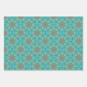 Feuille De Papier Cadeau Motif Batik à fleurs Mandala bleu océan rouge (Devant 3)