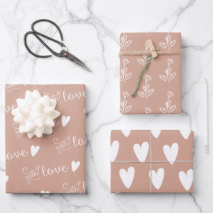 Feuille De Papier Cadeau Motif Beige Rose Duisy