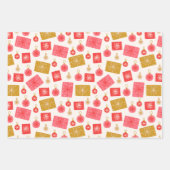 Feuille De Papier Cadeau Motif blanc rose de Noël (Devant 3)