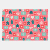 Feuille De Papier Cadeau Motif blanc rose de Noël (Devant)