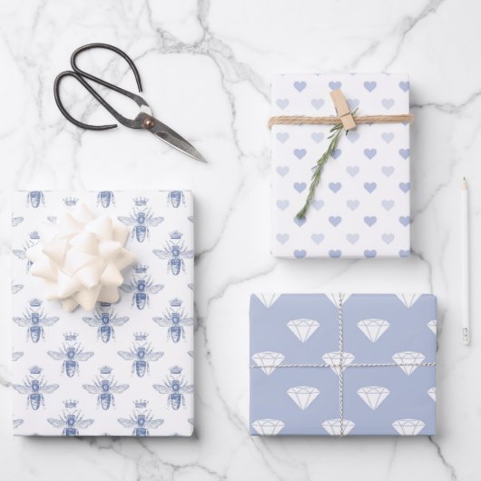 Feuille De Papier Cadeau Motif Bleu Bébé (Recto)