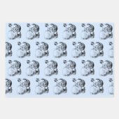 Feuille De Papier Cadeau Motif bleu et blanc de Noël (Devant)