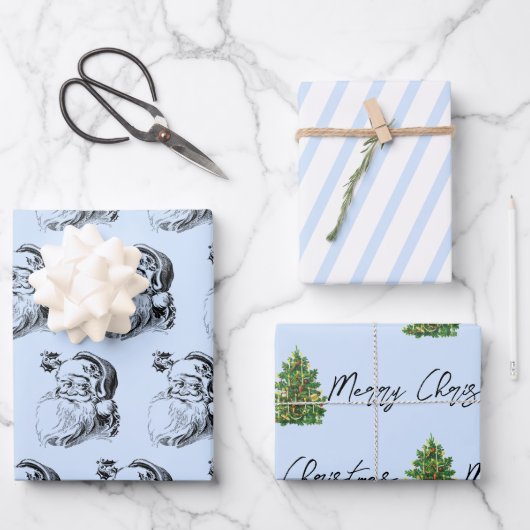 Feuille De Papier Cadeau Motif bleu et blanc de Noël (Recto)