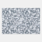 Feuille De Papier Cadeau Motif bleu gris du feuillage d'hiver (Devant)