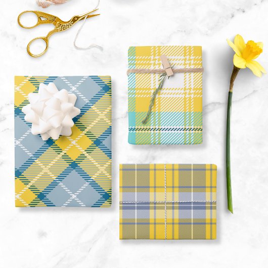 Feuille De Papier Cadeau Motif bleu jaune