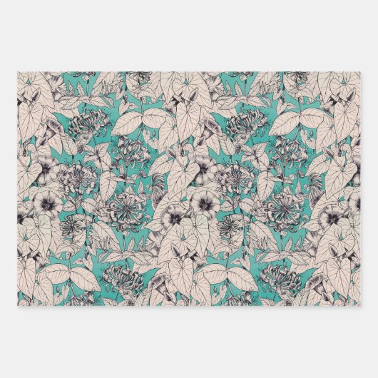 Feuille De Papier Cadeau Motif bleu orange Turquoise blanc (Devant 3)