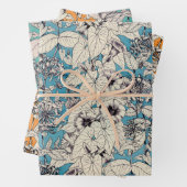 Feuille De Papier Cadeau Motif bleu orange Turquoise blanc (En situation)