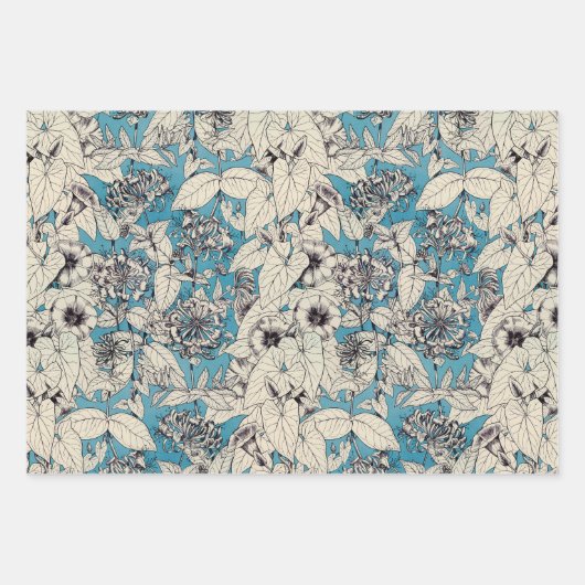 Feuille De Papier Cadeau Motif bleu orange Turquoise blanc (Devant)