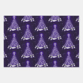 Feuille De Papier Cadeau Motif bleu vert et mauve Arbre d'argent (Devant 2)