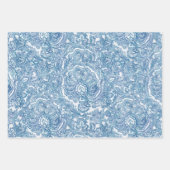 Feuille De Papier Cadeau Motif Blue Boho Paisley (Devant)