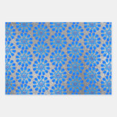 Feuille De Papier Cadeau Motif Blue White & Silver Hanoukka (Devant 3)