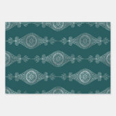 Feuille De Papier Cadeau Motif Boho Abstrait Turquoise et argenté (Devant)