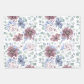 Feuille De Papier Cadeau Motif botanique bleu et mauve Dusty (Devant 2)