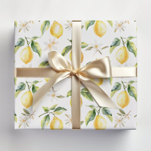 Feuille De Papier Cadeau Motif botanique floral de fruit de citron agrume