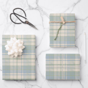 Feuille De Papier Cadeau Motif carreaux grandmillénaristes bleu et vert