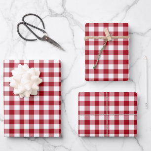 Feuille De Papier Cadeau Motif carreaux rouge classique à gingham