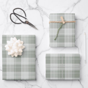 Feuille De Papier Cadeau Motif carreaux vert sauge clair