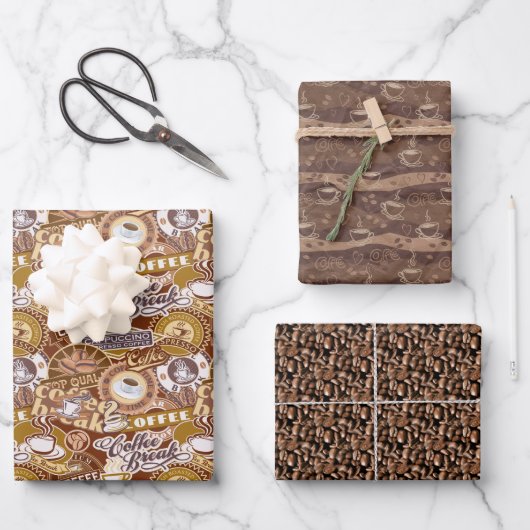 Feuille De Papier Cadeau motif carrelé cool à café (Recto)