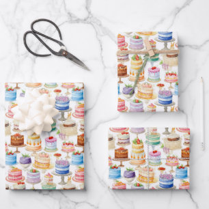 Feuille De Papier Cadeau Motif carrelé de gâteau amusant